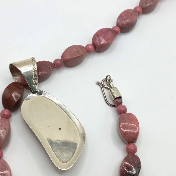 Jay King DTR Sterling Silver Purple Rhodonite Beads Necklace Large Pendant - Picture 9 of 10